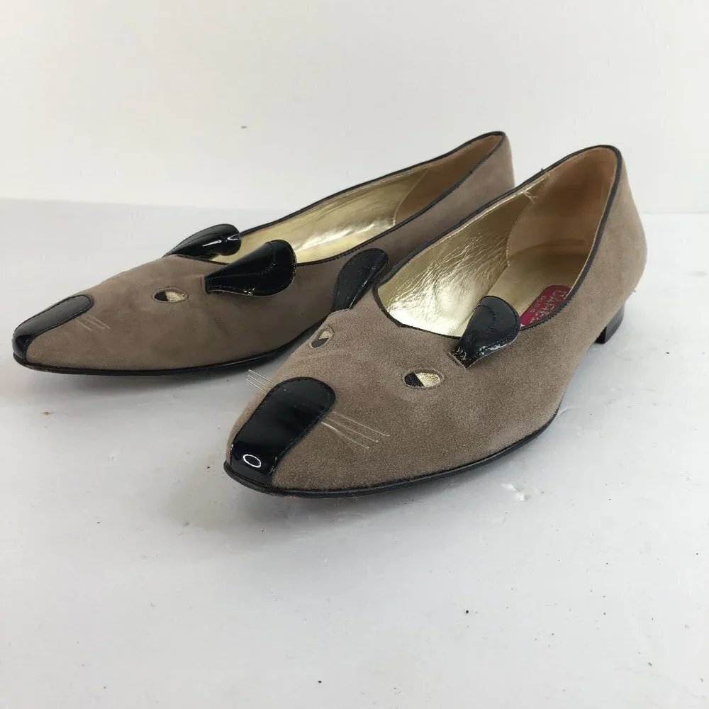 Carel Paris Mouse Tan Suede Leather Flats Size 39.5
